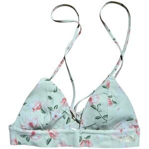 Pink by Victoria's Secret Bonded XS Floral Blue Strappy Back Triangle Bralette